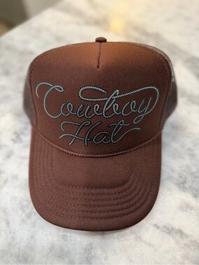 OTTO Brown 'Cowboy Hat' Embroidered Trucker Cap